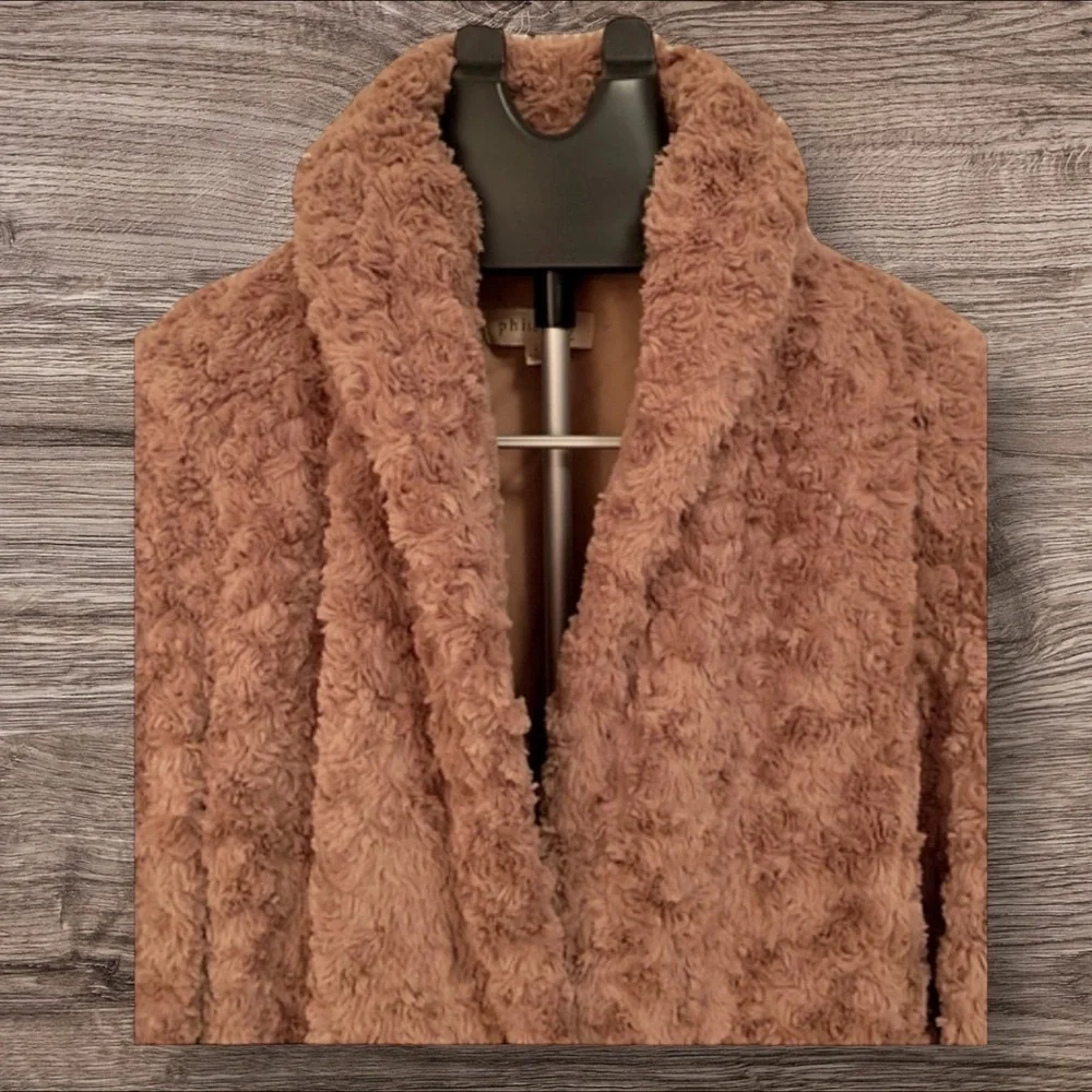 ❄️ Philosophy Teddy Coat Plush Camel Faux Shearling Cozy Winter L